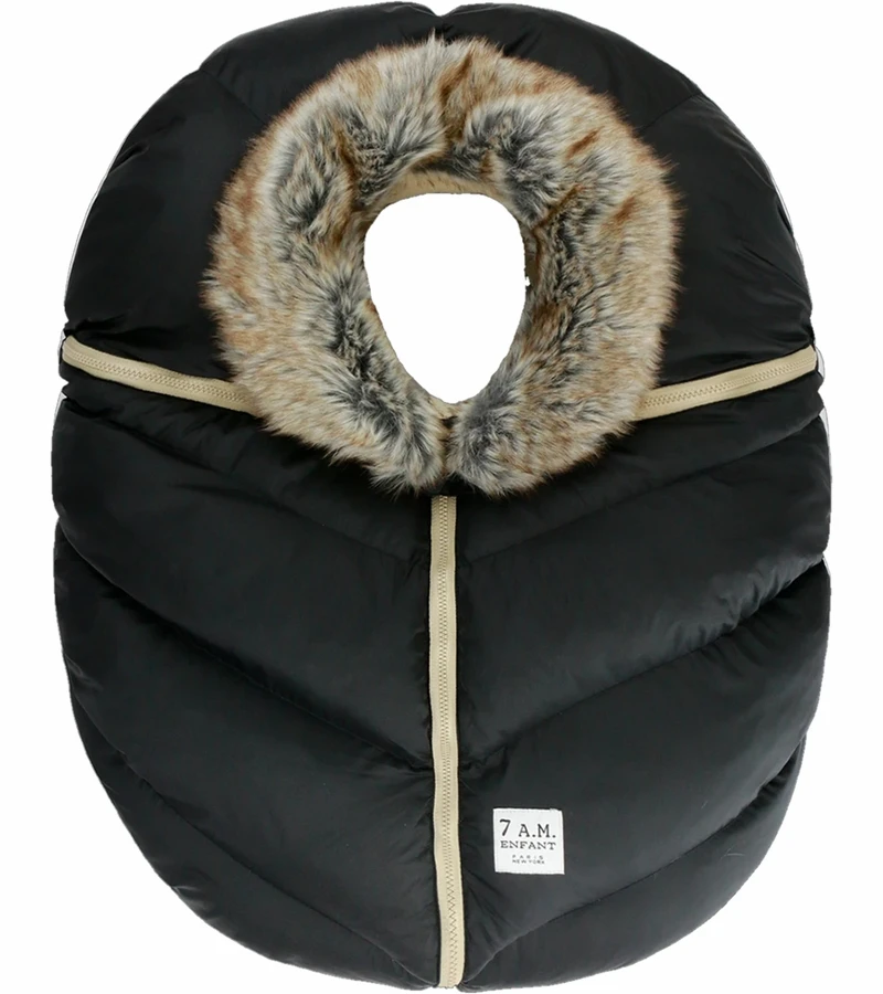 7 A.M. Enfant Cocoon Car Seat Cover - Black Faux Fur 3 7 A.M. Enfant Cocoon Car Seat Cover - Black Faux Fur
