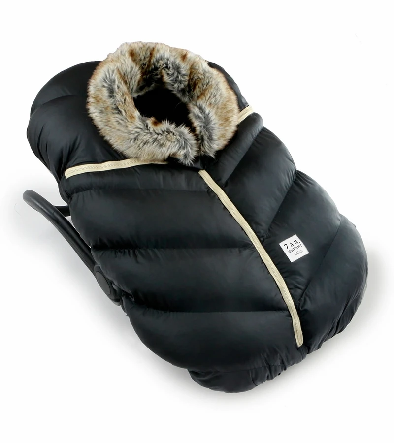 7 A.M. Enfant Cocoon Car Seat Cover - Black Faux Fur 4 7 A.M. Enfant Cocoon Car Seat Cover - Black Faux Fur - Image 2