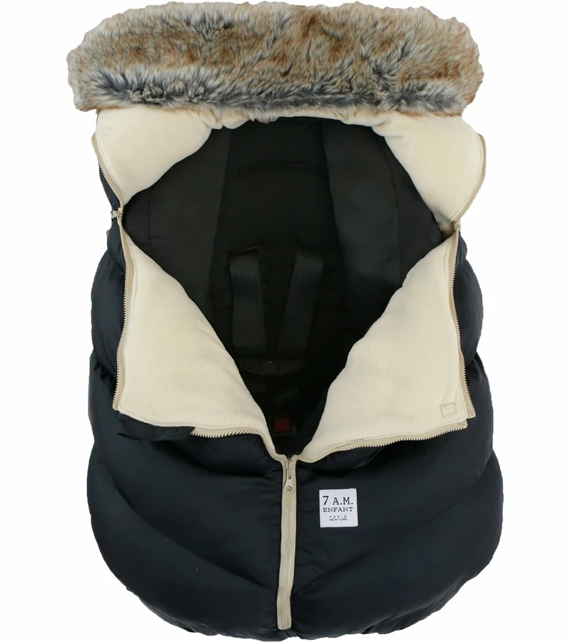 7 A.M. Enfant Cocoon Car Seat Cover - Black Faux Fur 5 7 A.M. Enfant Cocoon Car Seat Cover - Black Faux Fur - Image 3
