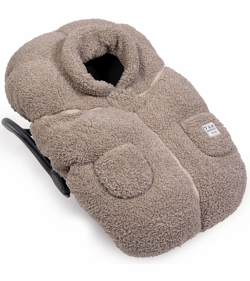 7 A.M. Enfant Cocoon Car Seat Cover - Teddy - Oatmeal Teddy 4 7 A.M. Enfant Cocoon Car Seat Cover - Teddy - Oatmeal Teddy - Image 2