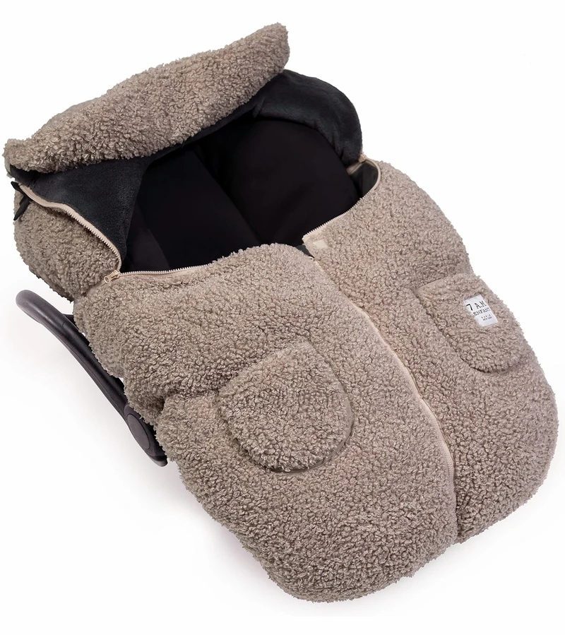 7 A.M. Enfant Cocoon Car Seat Cover - Teddy - Oatmeal Teddy 5 7 A.M. Enfant Cocoon Car Seat Cover - Teddy - Oatmeal Teddy - Image 3