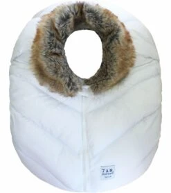 7 A.M. Enfant Cocoon Car Seat Cover - White Faux Fur