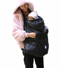 7 A.M. Enfant K-Poncho Baby Carrier Cover - Black Plush -Stroller Promotion Store 7 a m enfant k poncho baby carrier cover black plush 163