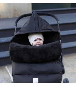 7 A.M. Enfant POD Footmuff, Small/Medium (0-18M) - Black Plush -Stroller Promotion Store 7 a m enfant pod footmuff medium large 18m 3t black plush 96