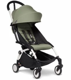 Babyzen YOYO2 Ultra Compact Complete 0+/6+ Stroller - White / Olive -Stroller Promotion Store babyzen yoyo2 ultra compact complete 0 6 stroller white olive 185