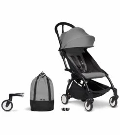Babyzen YOYO2 Ultra Compact Complete 6+ Stroller & Rolling Bag Bundle - Black/Grey