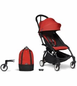 Babyzen YOYO2 Ultra Compact Complete 6+ Stroller & Rolling Bag Bundle - Black/Red