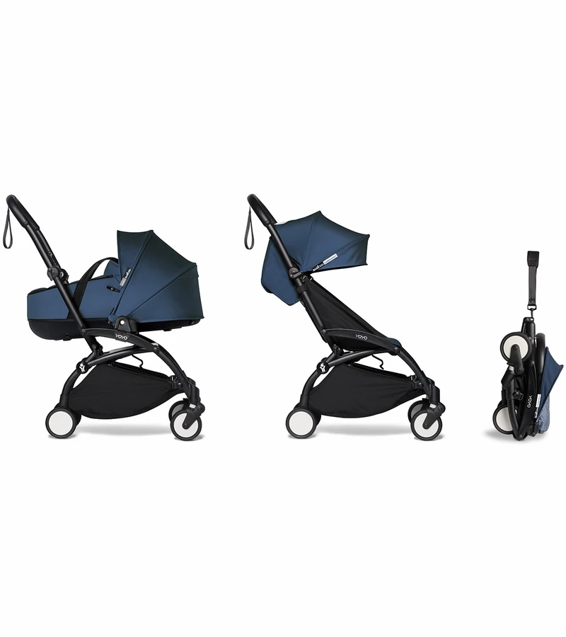 Babyzen YOYO2 Ultra Compact Complete 6+ Stroller With Bassinet - Black/Air France Blue 3 Babyzen YOYO2 Ultra Compact Complete 6+ Stroller With Bassinet - Black/Air France Blue