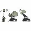 Babyzen YOYO2 Ultra Compact Complete 6+ Stroller With Bassinet & Rolling Bag Bundle - White / Olive
