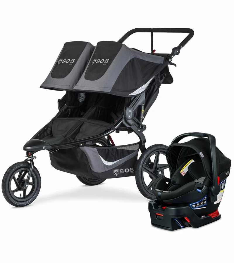 BOB Revolution Flex 3.0 Duallie Double Jogging Stroller + Britax Ultra Gen1 Infant Car Seat Travel System Bundle - Graphite Black/StayClean Gray 3 BOB Revolution Flex 3.0 Duallie Double Jogging Stroller + Britax Ultra Gen1 Infant Car Seat Travel System Bundle - Graphite Black/StayClean Gray
