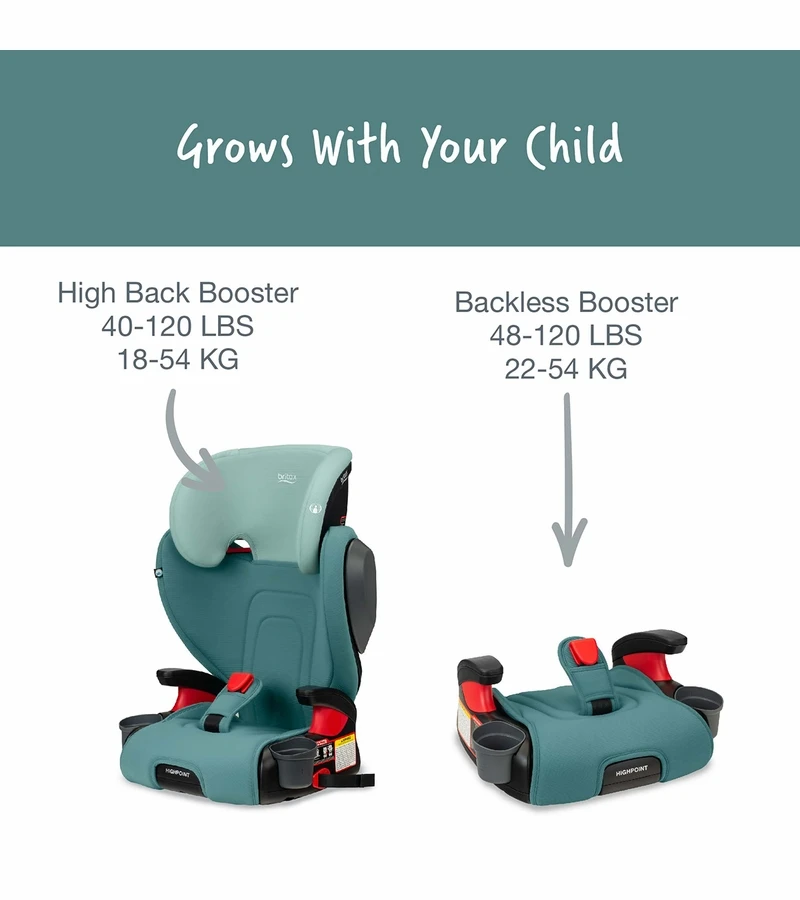 Britax Highpoint 2-Stage Belt Positioning Booster Car Seat - Green Ombre 4 Britax Highpoint 2-Stage Belt Positioning Booster Car Seat - Green Ombre - Image 2
