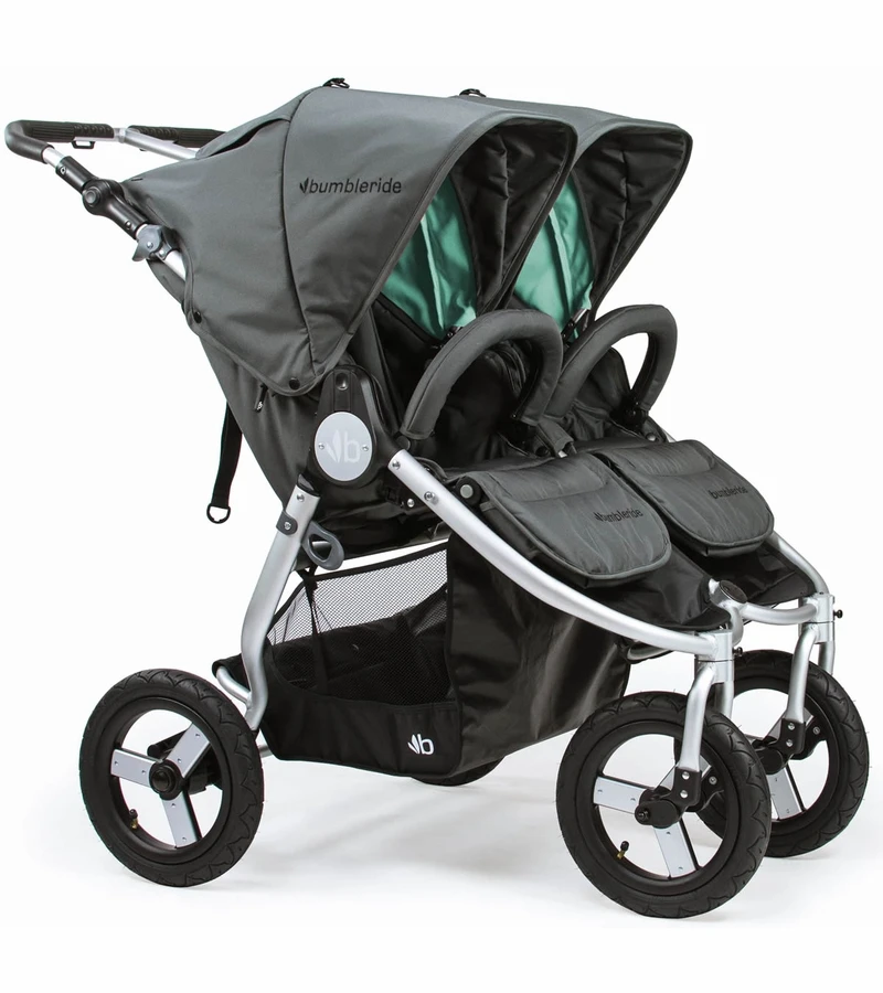 Bumbleride 2019 Indie Twin Side By Side Double Stroller - Dawn Grey Mint 3 Bumbleride 2019 Indie Twin Side By Side Double Stroller - Dawn Grey Mint