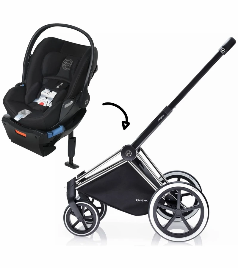 Cybex 2017 / 2018 Priam Frame + Cloud Q SensorSafe Reclining Infant Car Seat - Trekking Chrome / Stardust Black 3 Cybex 2017 / 2018 Priam Frame + Cloud Q SensorSafe Reclining Infant Car Seat - Trekking Chrome / Stardust Black