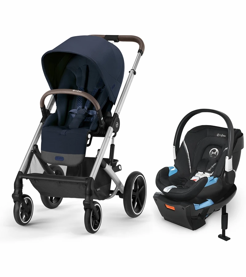 Cybex Balios S Lux 2 Stroller + Aton 2 SensorSafe Travel System Bundle - Silver Frame / Ocean Blue / Lavastone Black 3 Cybex Balios S Lux 2 Stroller + Aton 2 SensorSafe Travel System Bundle - Silver Frame / Ocean Blue / Lavastone Black