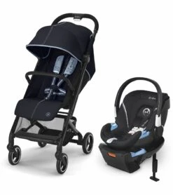 Cybex Beezy 2 Compact Stroller + Aton 2 SensorSafe Travel System Bundle - Ocean Blue / Lavastone Black