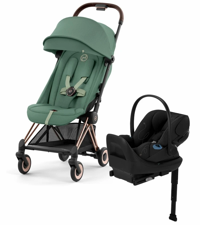 Cybex COYA Compact Stroller + Cloud G Lux SensorSafe Travel System Bundle - Rose Gold / Leaf Green / Moon Black 3 Cybex COYA Compact Stroller + Cloud G Lux SensorSafe Travel System Bundle - Rose Gold / Leaf Green / Moon Black