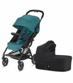 Cybex Eezy S+ 2 Compact Stroller + Cot S Bundle - River Blue / Deep Black