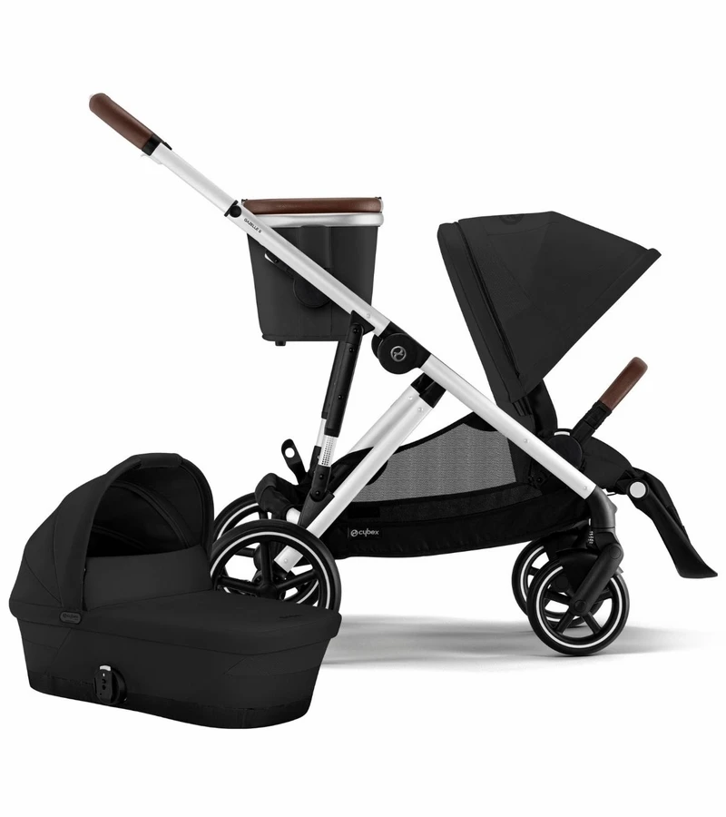 Cybex Gazelle S 2 Stroller + Cot Bundle - Silver Frame / Moon Black 3 Cybex Gazelle S 2 Stroller + Cot Bundle - Silver Frame / Moon Black