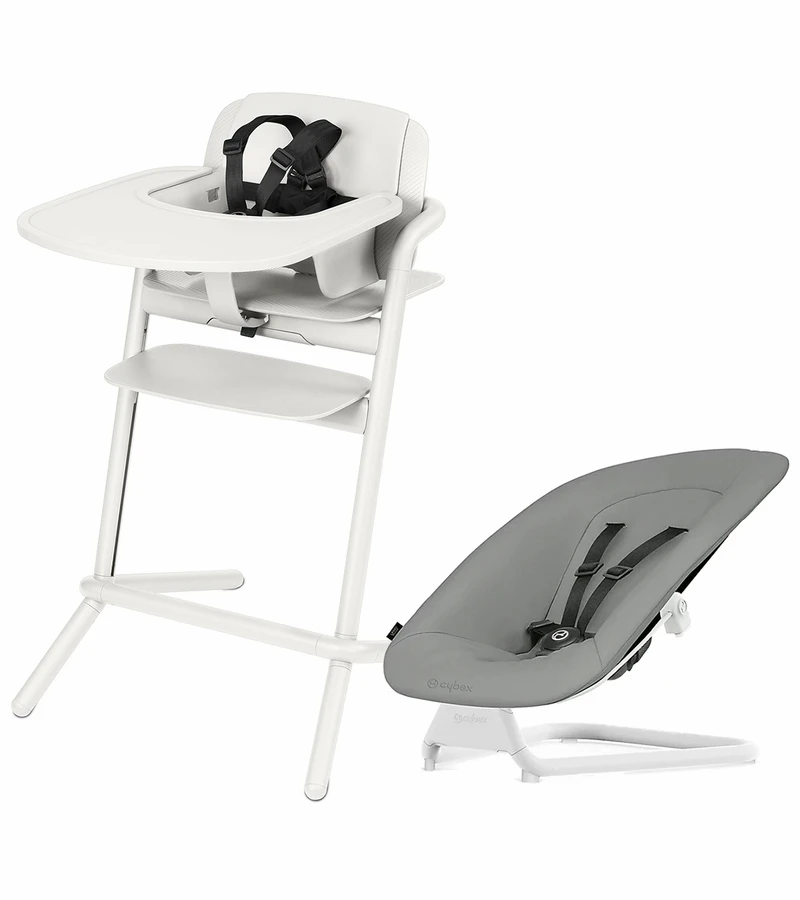 Cybex Lemo 1.5 High Chair + Bouncer Bundle - Porcelain White / Storm Grey 3 Cybex Lemo 1.5 High Chair + Bouncer Bundle - Porcelain White / Storm Grey