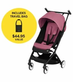 Cybex Libelle Compact Stroller + Travel Bag Bundle - Magnolia Pink / Black
