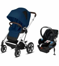 Cybex Talos S Lux All-Terrain Stroller + Aton 2 SensorSafe Travel System Bundle - Navy Blue / Lavastone Black
