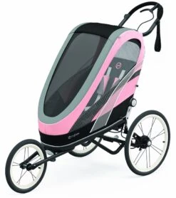 Cybex Zeno Multisport Trailer Bundle - Black Frame + Silver Pink Seat Pack