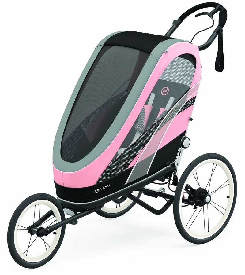 Cybex Zeno Multisport Trailer Bundle - Black Frame + Silver Pink Seat Pack 3 Cybex Zeno Multisport Trailer Bundle - Black Frame + Silver Pink Seat Pack
