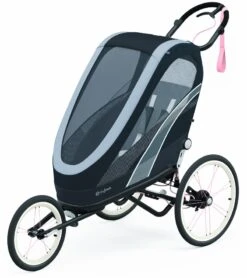 Cybex Zeno Multisport Trailer Bundle - Black/Pink Frame + All Black Seat Pack