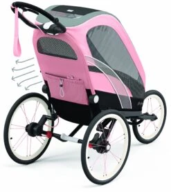 Cybex Zeno Multisport Trailer Bundle - Black/Pink Frame + All Black Seat Pack -Stroller Promotion Store cybex zeno multisport trailer bundle black pink frame all black seat pack 184