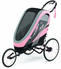 Cybex Zeno Multisport Trailer Bundle - Black/Pink Frame + Silver Pink Seat Pack