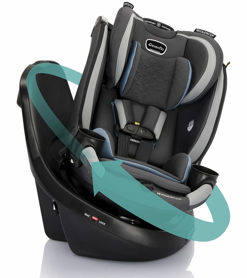 Evenflo Revolve360 Slim 2-in-1 Rotational Convertible Car Seat With Quick Clean Cover - Stow Blue 3 Evenflo Revolve360 Slim 2-in-1 Rotational Convertible Car Seat With Quick Clean Cover - Stow Blue