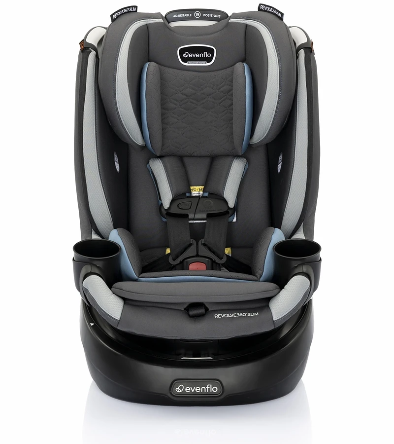 Evenflo Revolve360 Slim 2-in-1 Rotational Convertible Car Seat With Quick Clean Cover - Stow Blue 4 Evenflo Revolve360 Slim 2-in-1 Rotational Convertible Car Seat With Quick Clean Cover - Stow Blue - Image 2