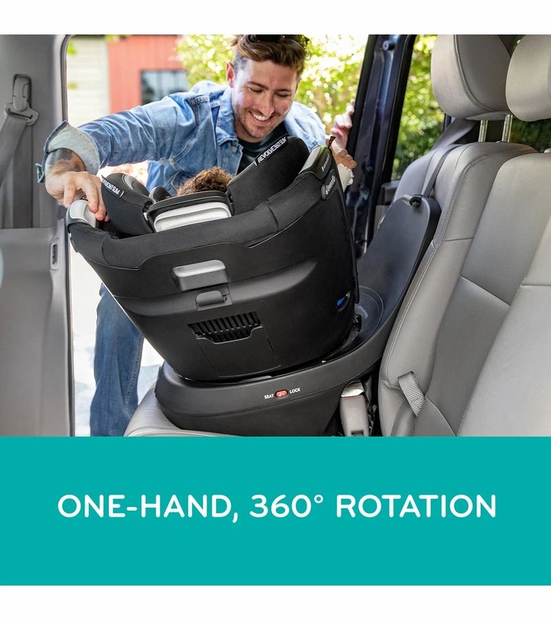Evenflo Revolve360 Slim 2-in-1 Rotational Convertible Car Seat With Quick Clean Cover - Stow Blue 7 Evenflo Revolve360 Slim 2-in-1 Rotational Convertible Car Seat With Quick Clean Cover - Stow Blue - Image 5