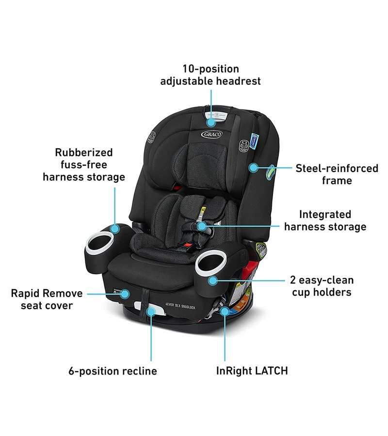 Graco 4Ever DLX SnugLock 4-in-1 Convertible Car Seat - Tomlin 8 Graco 4Ever DLX SnugLock 4-in-1 Convertible Car Seat - Tomlin - Image 6