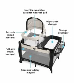 Graco Pack 'n Play Day2Dream Travel Bassinet Playard - Lo 12 Graco Pack 'n Play Day2Dream Travel Bassinet Playard - Lo -Stroller Promotion Store graco pack n play day2dream travel bassinet playard lo 160