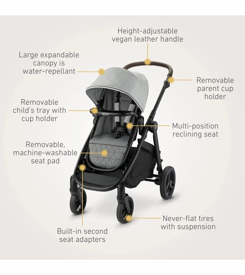 Graco Premier Modes Nest2Grow 4-in-1 Stroller - Midtown 4 Graco Premier Modes Nest2Grow 4-in-1 Stroller - Midtown - Image 2