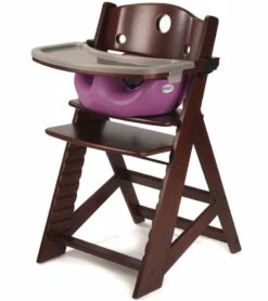 Keekaroo Height Right High Chair & Infant Insert - Mahogany / Raspberry