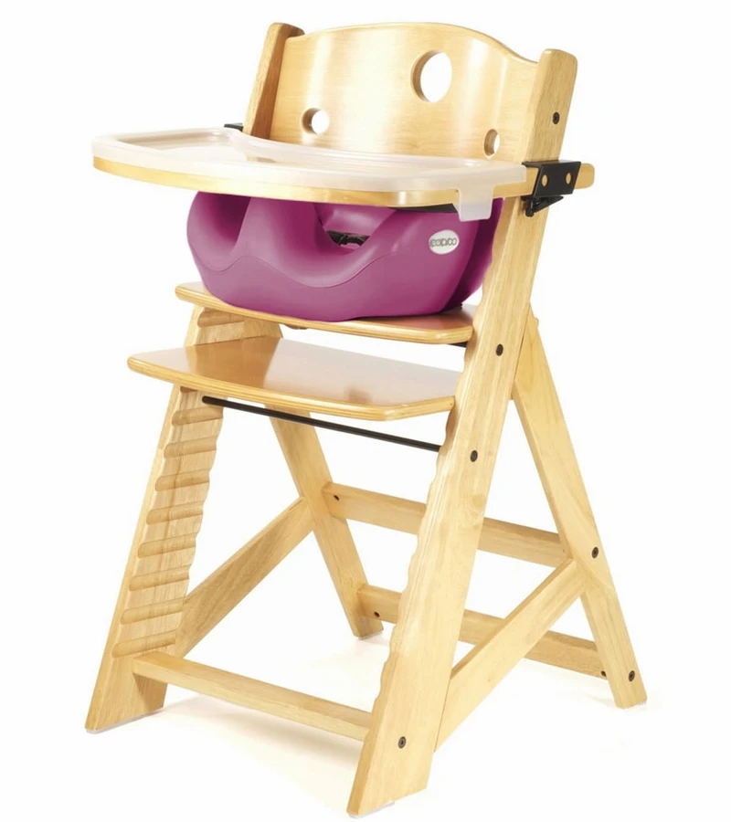 Keekaroo Height Right High Chair & Infant Insert - Natural / Raspberry 3 Keekaroo Height Right High Chair & Infant Insert - Natural / Raspberry