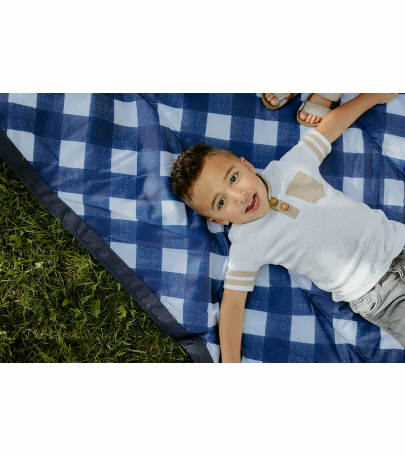 Little Unicorn Outdoor Blanket 5 X 10 - Navy Plaid 6 Little Unicorn Outdoor Blanket 5 X 10 - Navy Plaid - Image 4