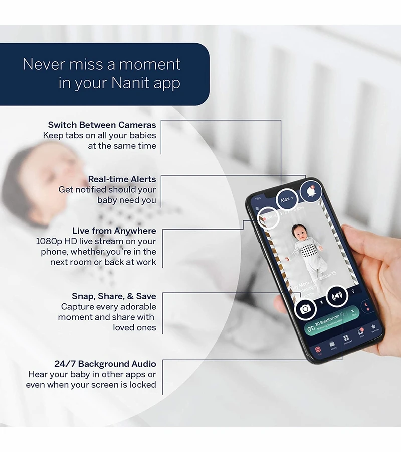 Nanit Breathing Wear Pajamas - 0-3 Months, Pebble Grey 6 Nanit Breathing Wear Pajamas - 0-3 Months, Pebble Grey - Image 4