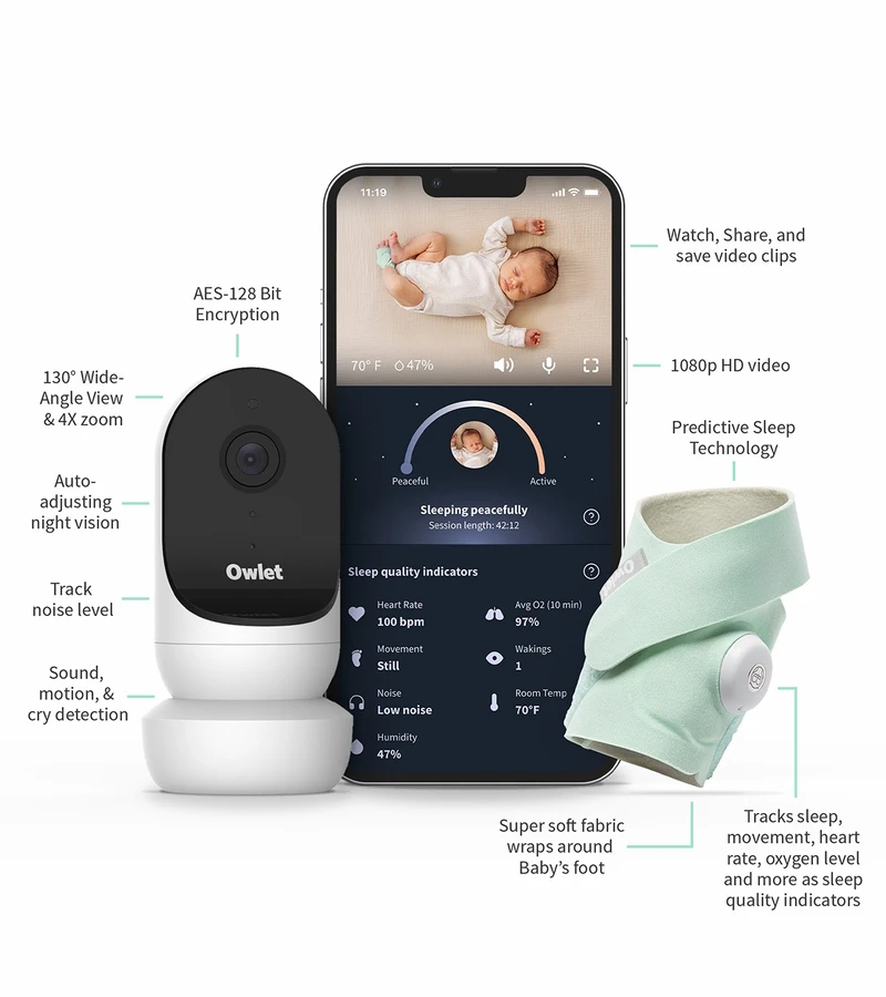 Owlet Cam 2 & Dream Sock Duo Smart Baby Monitoring System - Deep Sea Green 4 Owlet Cam 2 & Dream Sock Duo Smart Baby Monitoring System - Deep Sea Green - Image 2