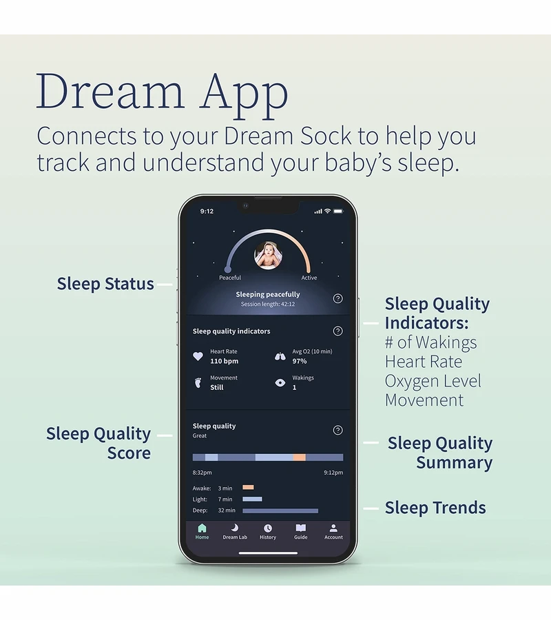 Owlet Dream Sock Smart Baby Monitor - Bedtime Blue 4 Owlet Dream Sock Smart Baby Monitor - Bedtime Blue - Image 3