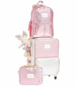 State Bags Mini Logan Suitcase - Pink / Silver -Stroller Promotion Store state bags mini logan suitcase pink silver 125