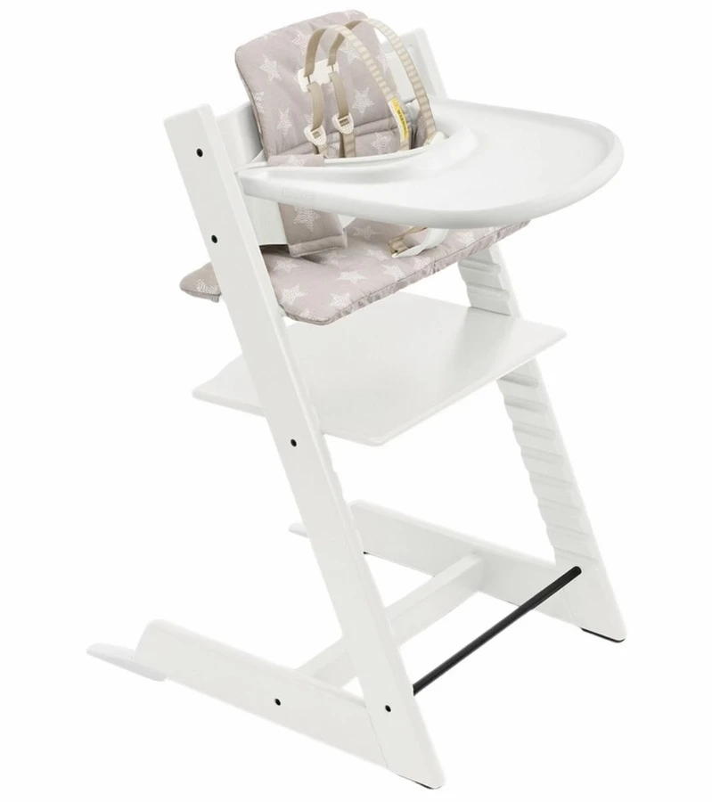 Stokke Tripp Trapp High Chair And Cushion With Stokke Tray - White / Stars Silver 3 Stokke Tripp Trapp High Chair And Cushion With Stokke Tray - White / Stars Silver