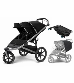 Thule Urban Glide 2 Double Jogging Stroller + Essentials Bundle - Jet Black