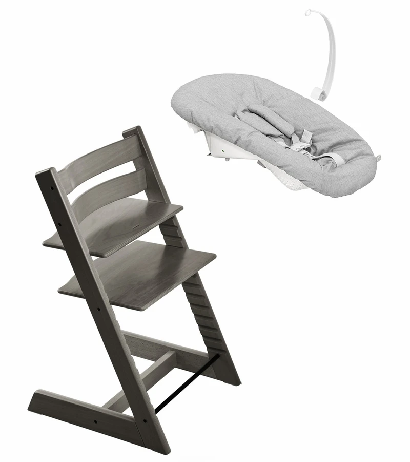 Stokke Tripp Trapp Chair + Newborn Set Bundle - Hazy Grey 3 Stokke Tripp Trapp Chair + Newborn Set Bundle - Hazy Grey