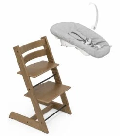 Stokke Tripp Trapp Chair + Newborn Set Bundle - Oak Brown