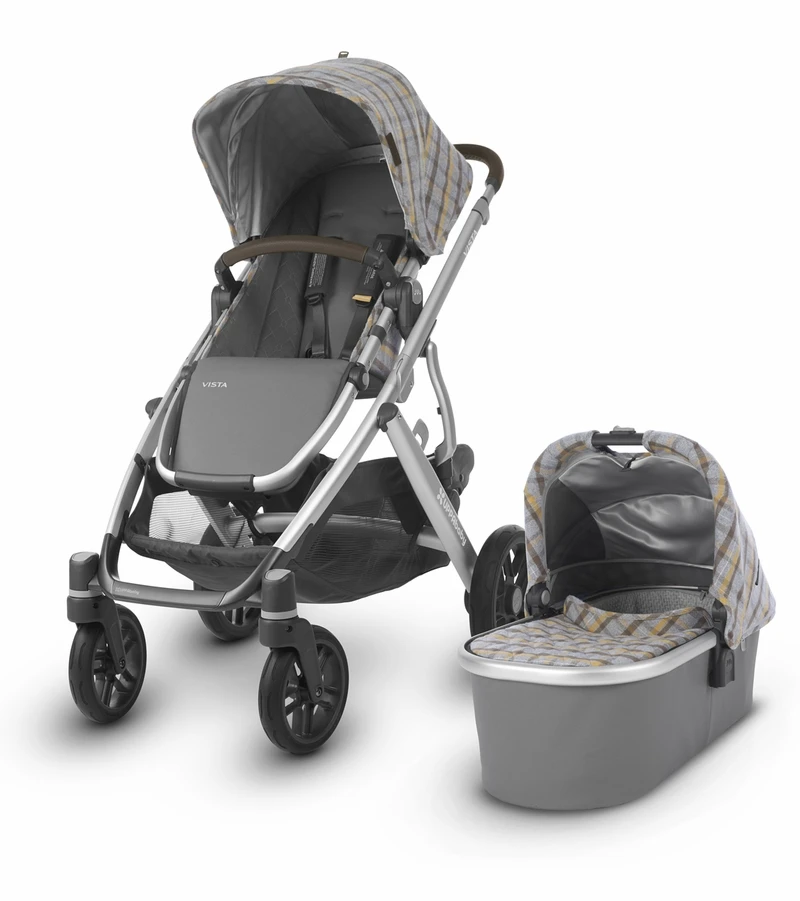 UPPAbaby 2019 VISTA Stroller - Spenser (Grey & Yellow Tartan/Silver/Moss Leather) 3 UPPAbaby 2019 VISTA Stroller - Spenser (Grey & Yellow Tartan/Silver/Moss Leather)