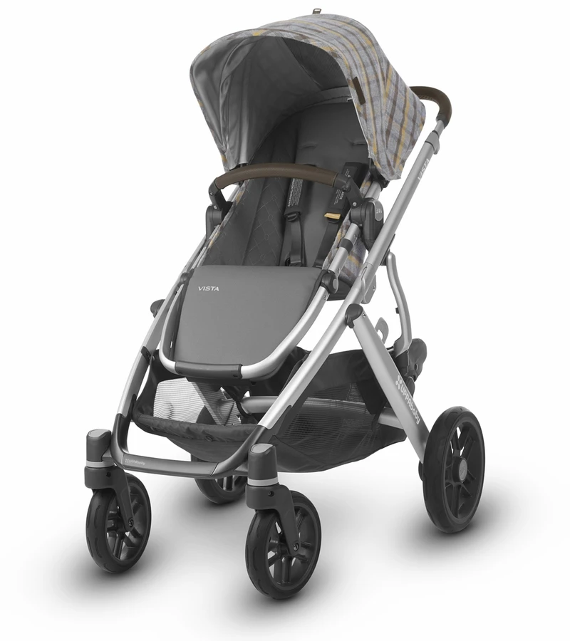UPPAbaby 2019 VISTA Stroller - Spenser (Grey & Yellow Tartan/Silver/Moss Leather) 4 UPPAbaby 2019 VISTA Stroller - Spenser (Grey & Yellow Tartan/Silver/Moss Leather) - Image 2