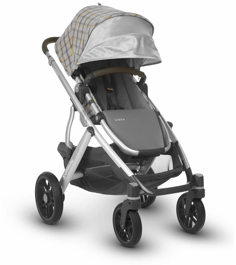 UPPAbaby 2019 VISTA Stroller - Spenser (Grey & Yellow Tartan/Silver/Moss Leather) 5 UPPAbaby 2019 VISTA Stroller - Spenser (Grey & Yellow Tartan/Silver/Moss Leather) - Image 3